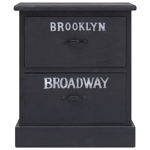 NNEVL Nightstand Black 38x28x45 cm Paulownia Wood