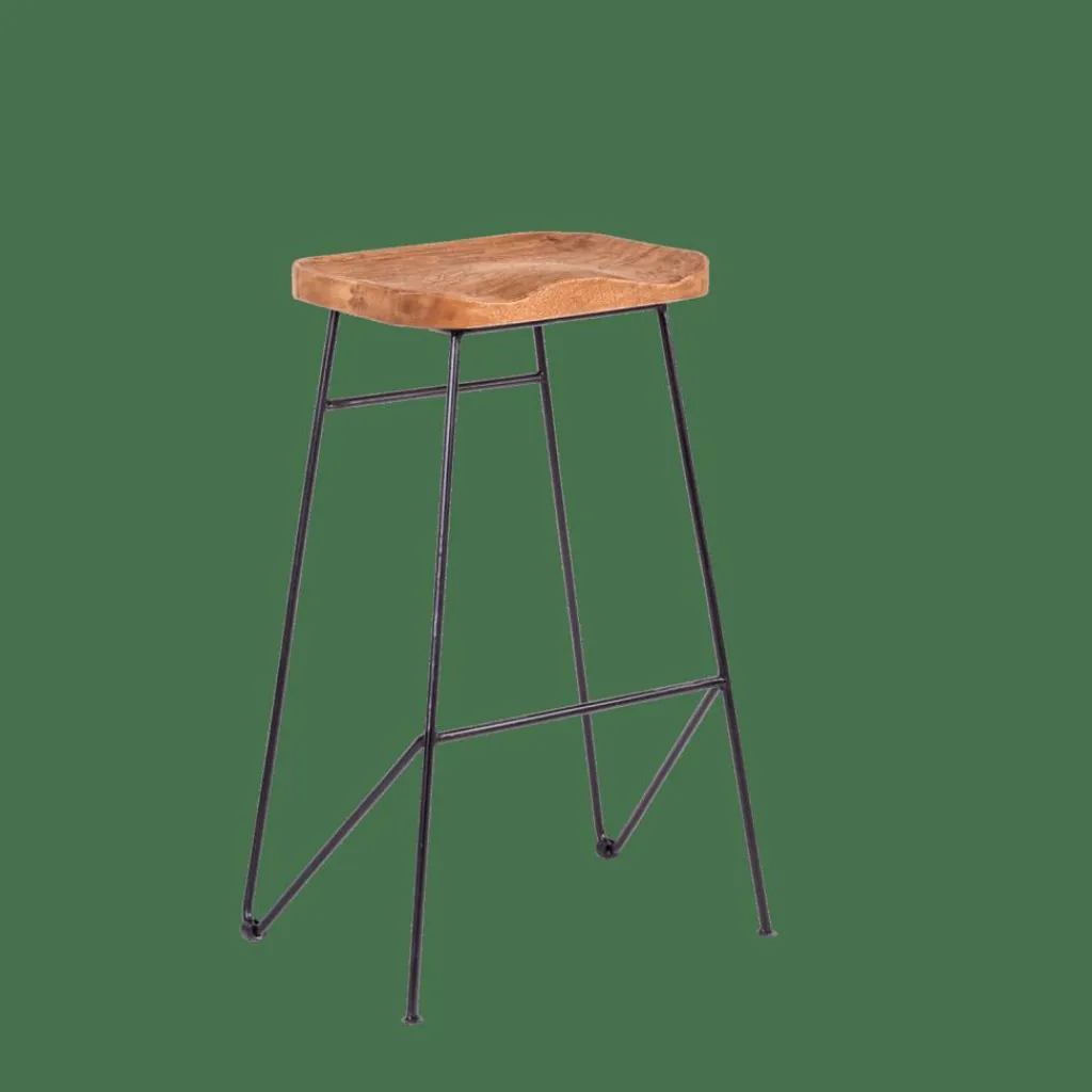 Tabourets De Bar^CASA TEAK Tabouret De Bar Noir, Naturel