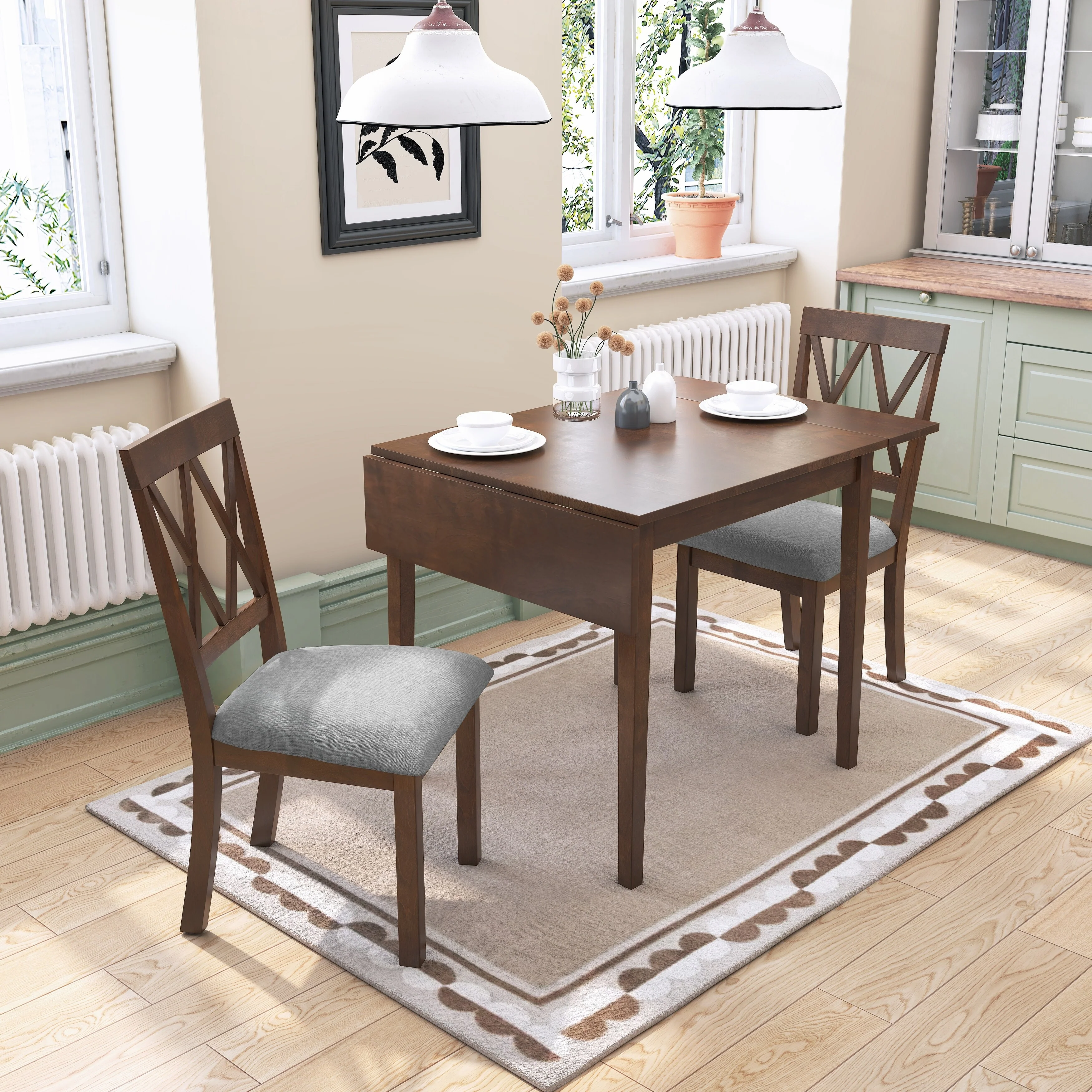 Versatile Folding Dining Table with Rubberwood Legs for Various Rooms