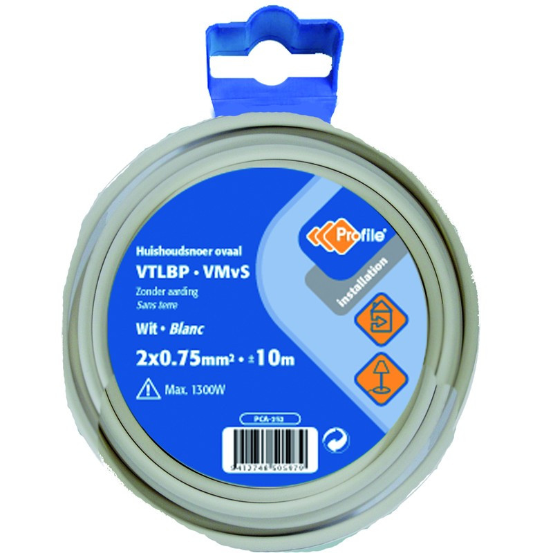 Câble VTLBP 2 x 0.75 mm² blanc 10 m PROFILE