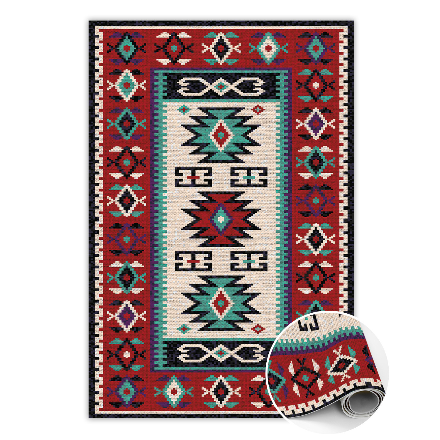 Modny dywan winylowy Etniczne proste wzory 60 x 90 cm
