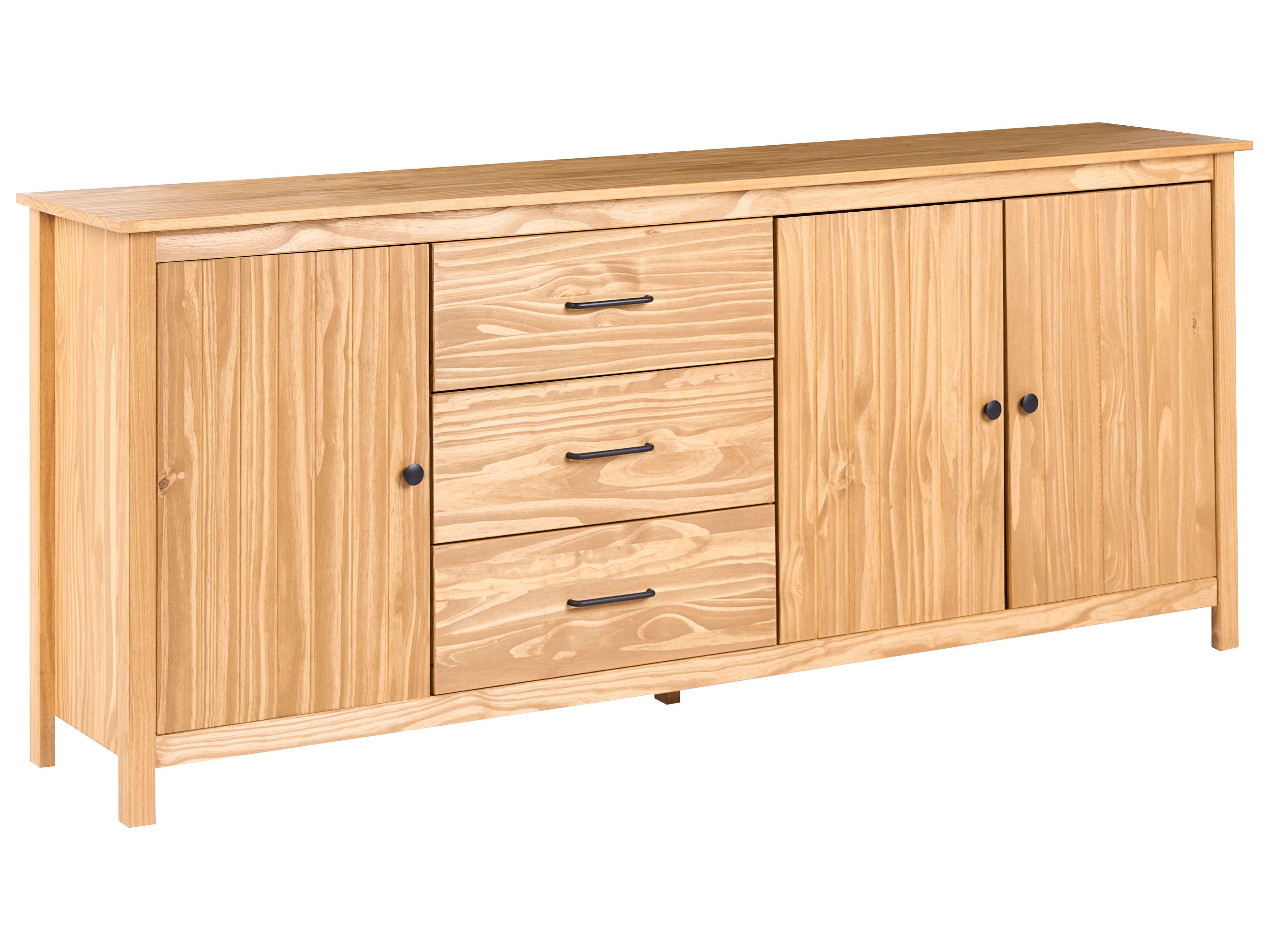 3 Door Sideboard LEONORA Pine Wood Light Brown