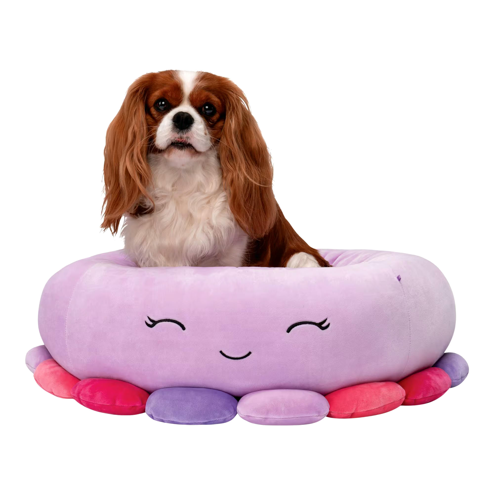 Squishmallows Beula Octopus Round Bolster Pet Bed, 24-in, Purple