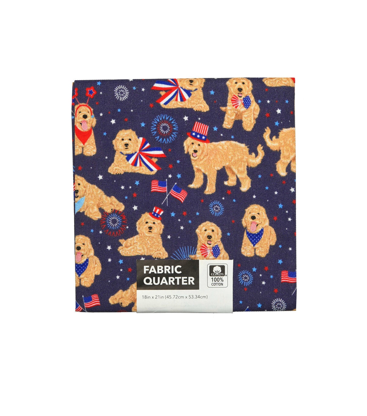 Patriotic Golden Doodles Cotton Fabric Quarter