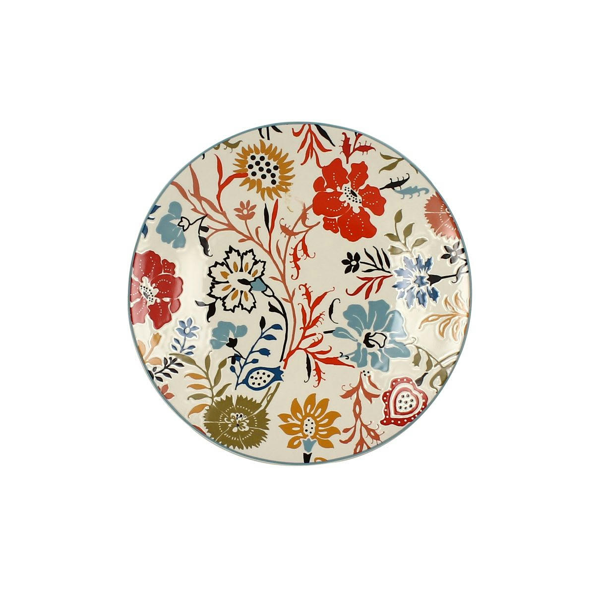 JAIPUR - Lot de 6 assiettes à dessert florales en grès 20cm