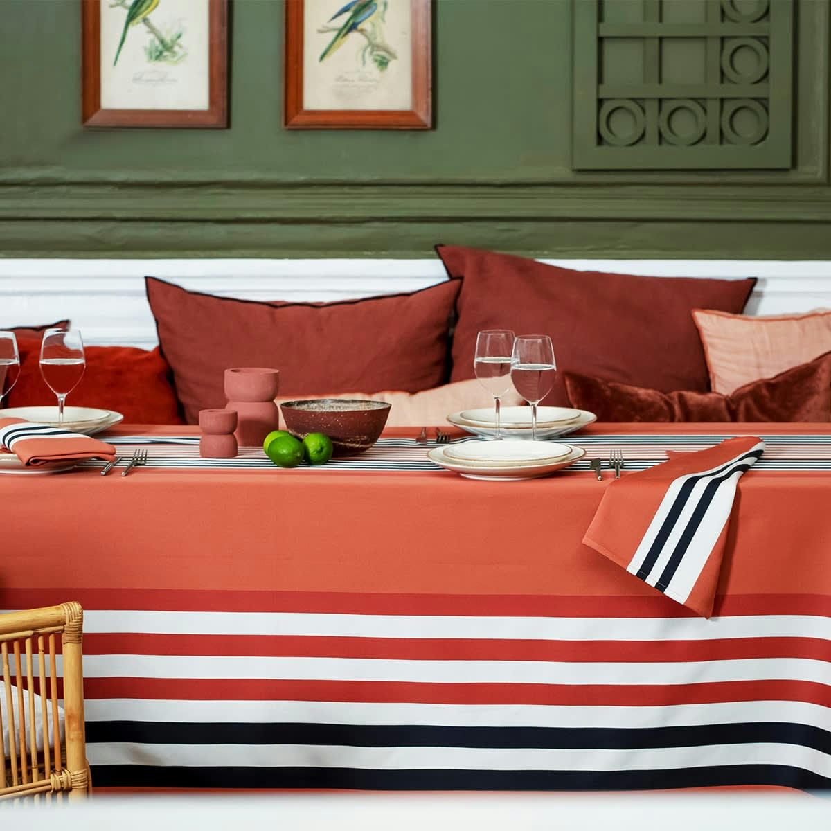 AINHOA - Nappe coton Terracotta 180x180 cm