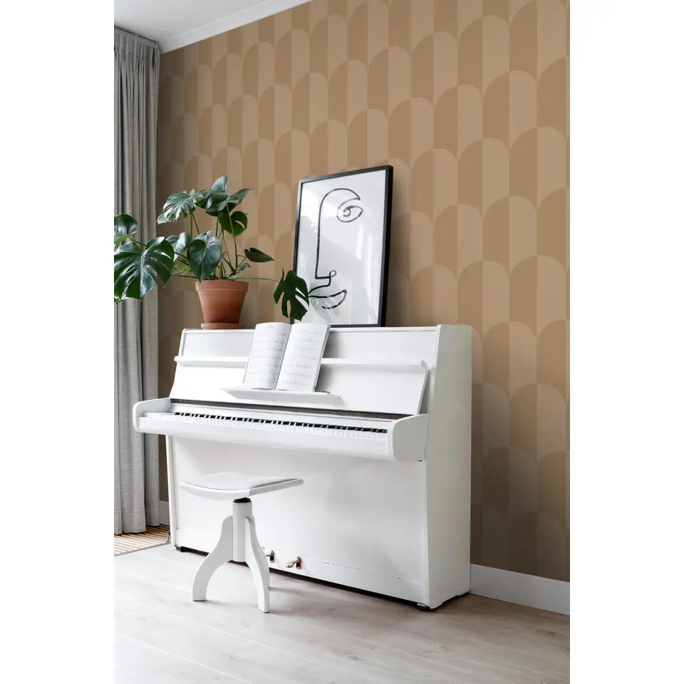 ESTAhome behang art deco bogen donker beige - 50 x 900 cm