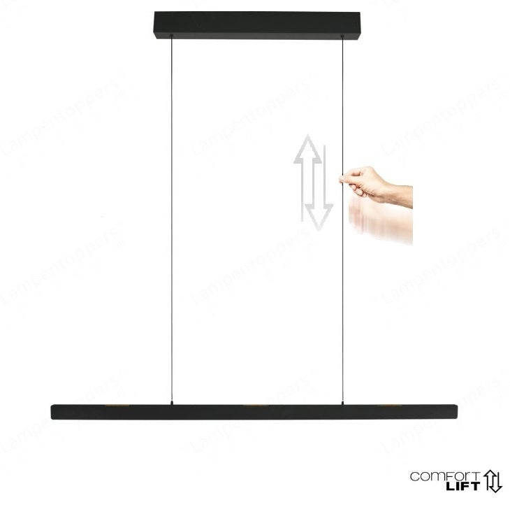 Steinhauer Hanglamp Fluxy Zwart Easy-lift & Sensor-Dimmer L 160cm