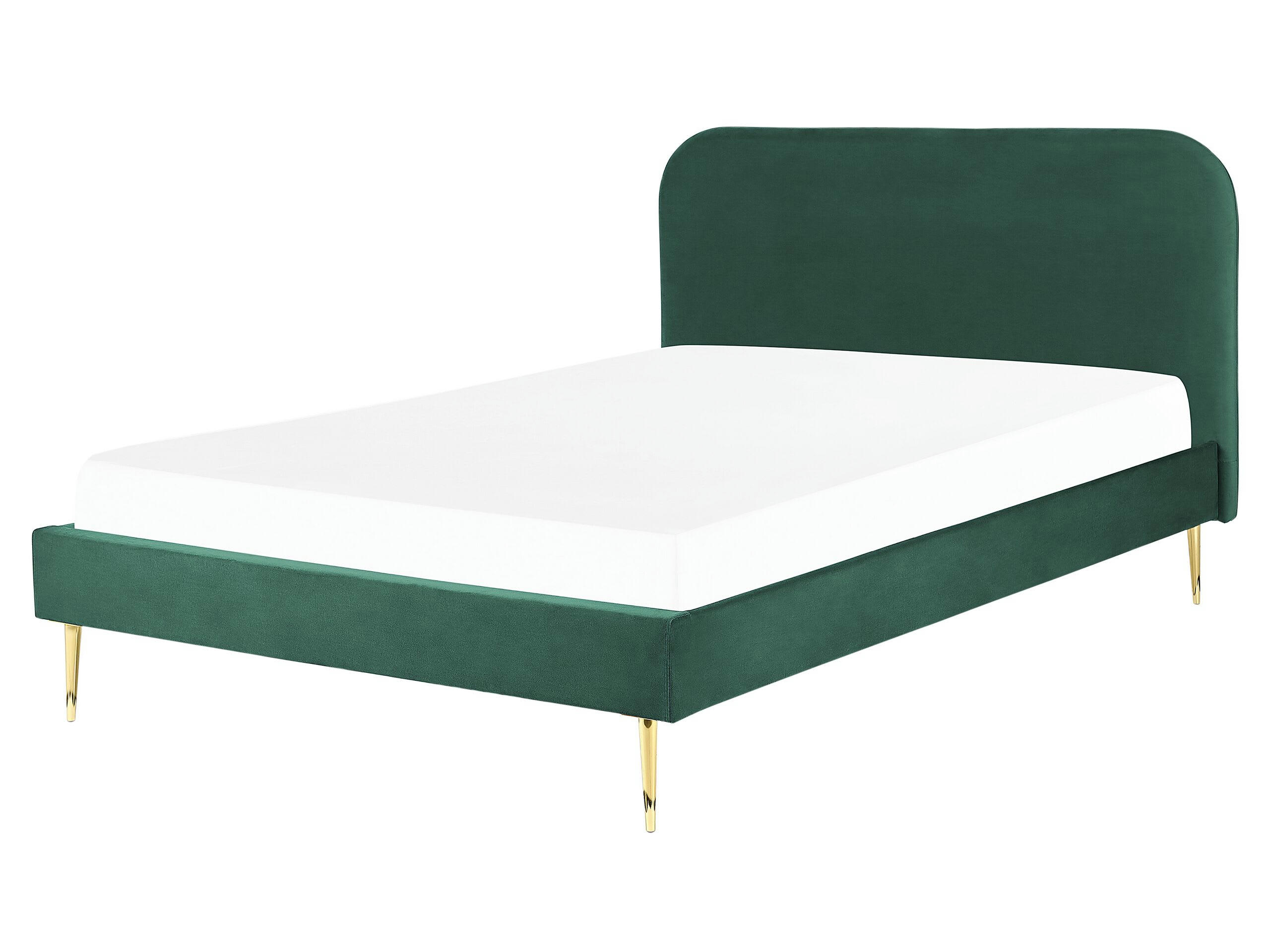 FLAYAT - Lit double en tissu vert 160x200