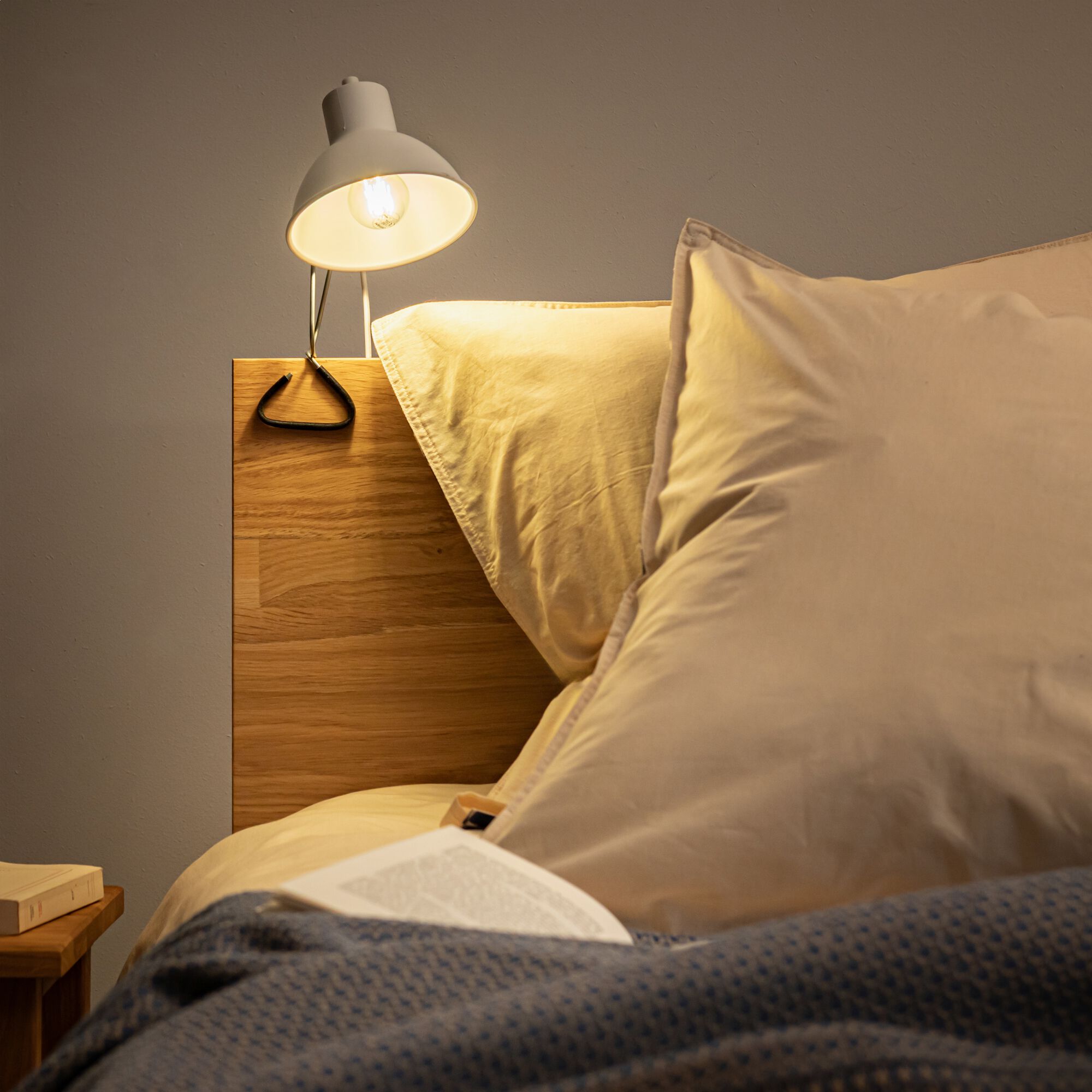 LONEA - Lampe de bureau à clipser en acier H31cm - blanc