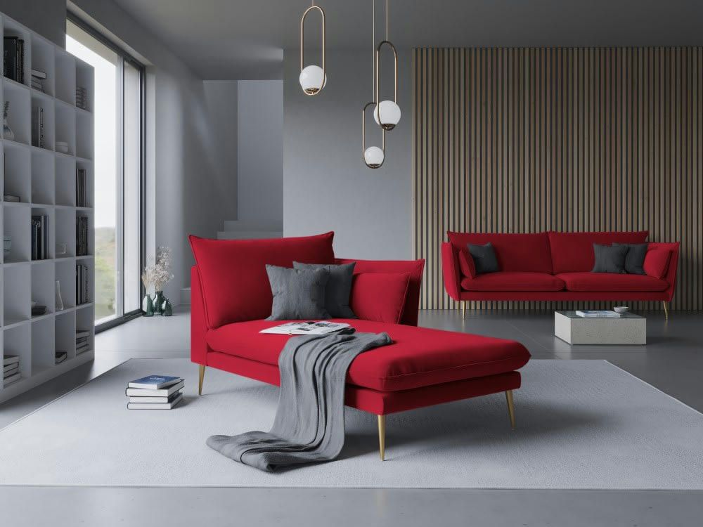 AGATE - Méridienne en velours rouge