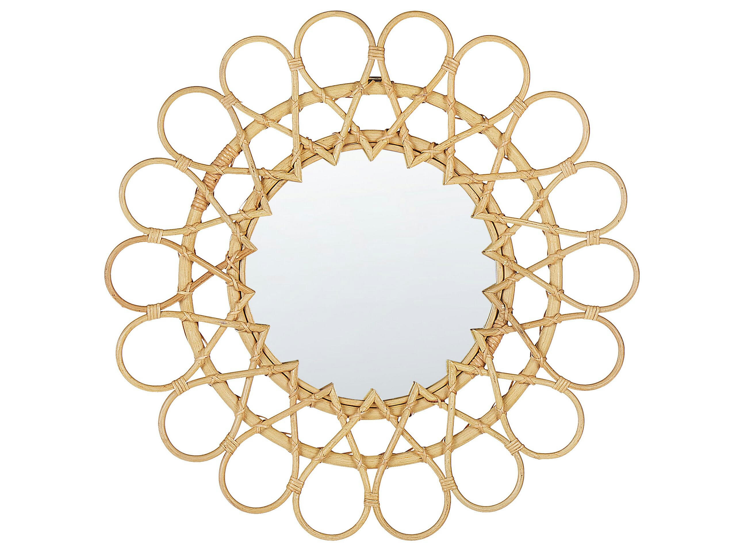 BABAI - Miroir en rotin beige 60x60