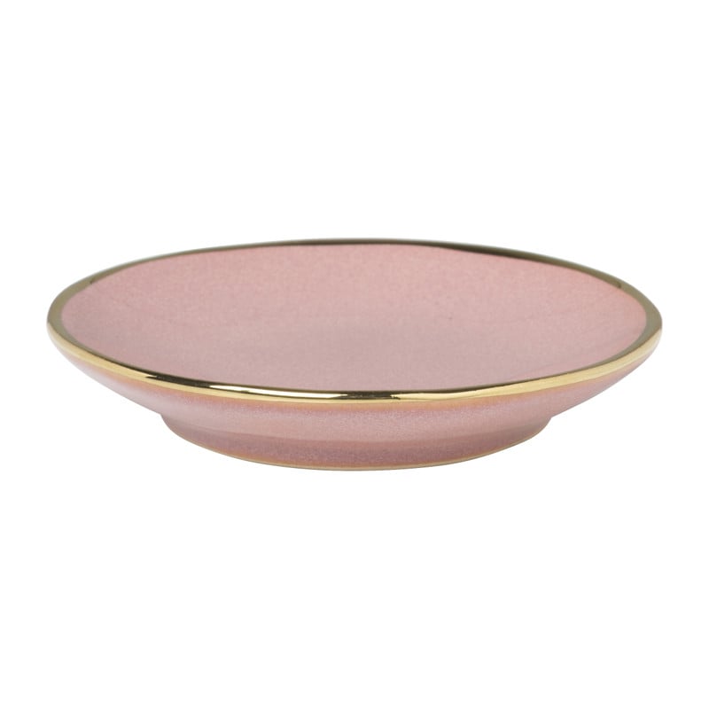 Schoteltje met gouden rand - roze - &Oslash;9 cm