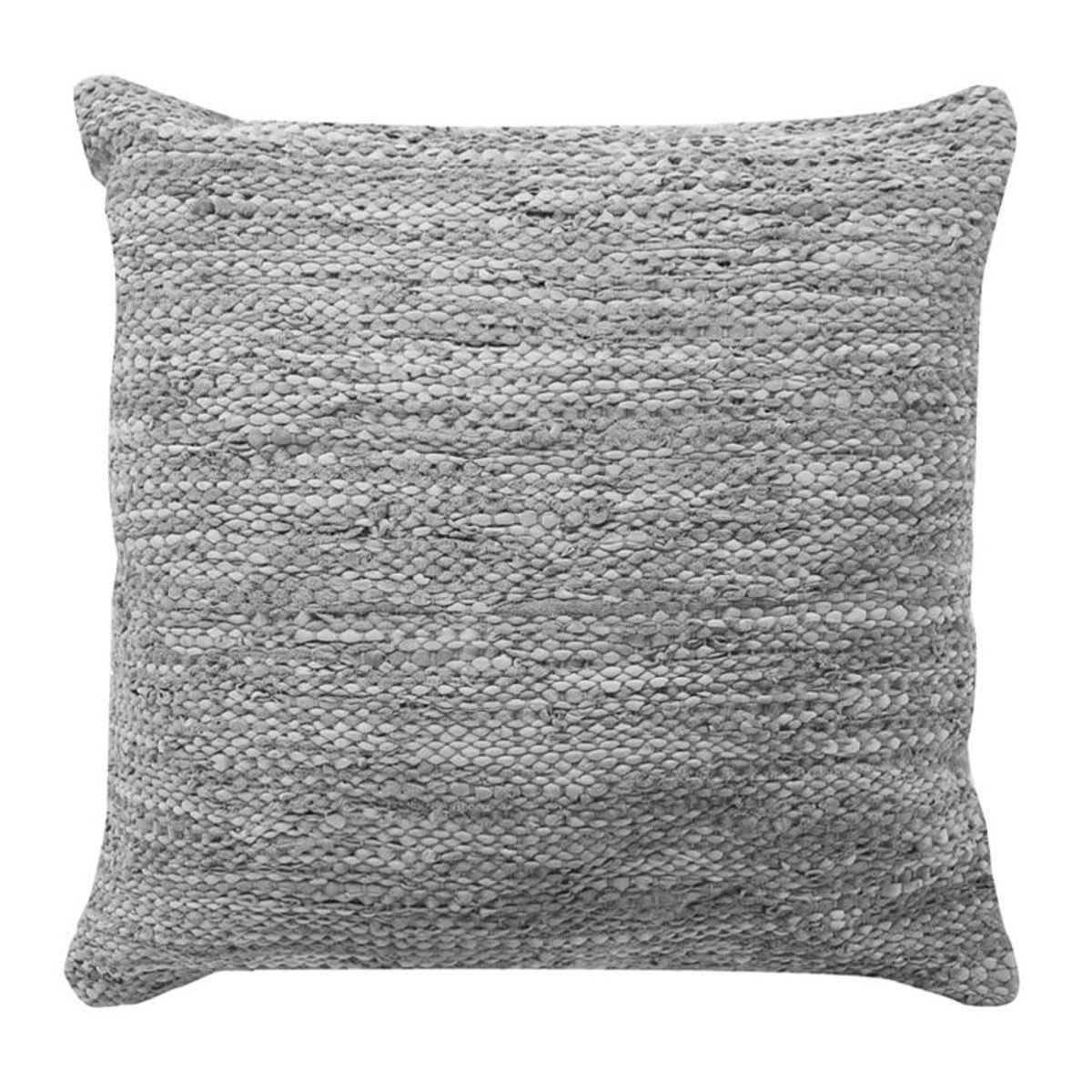 SKIN - Coussin en cuir tressé gris clair 45x45