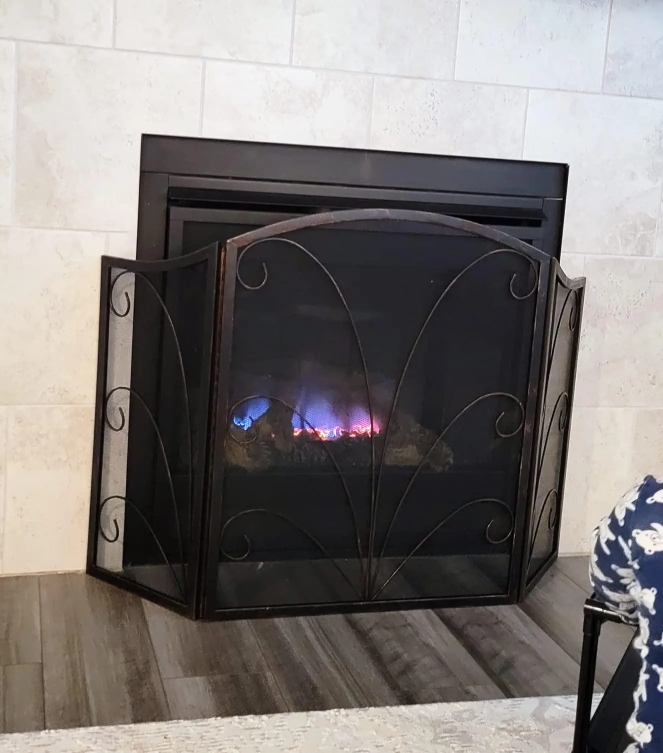 3-Panel Handcrafted Arched Fireplace Screen -Wrought Iron