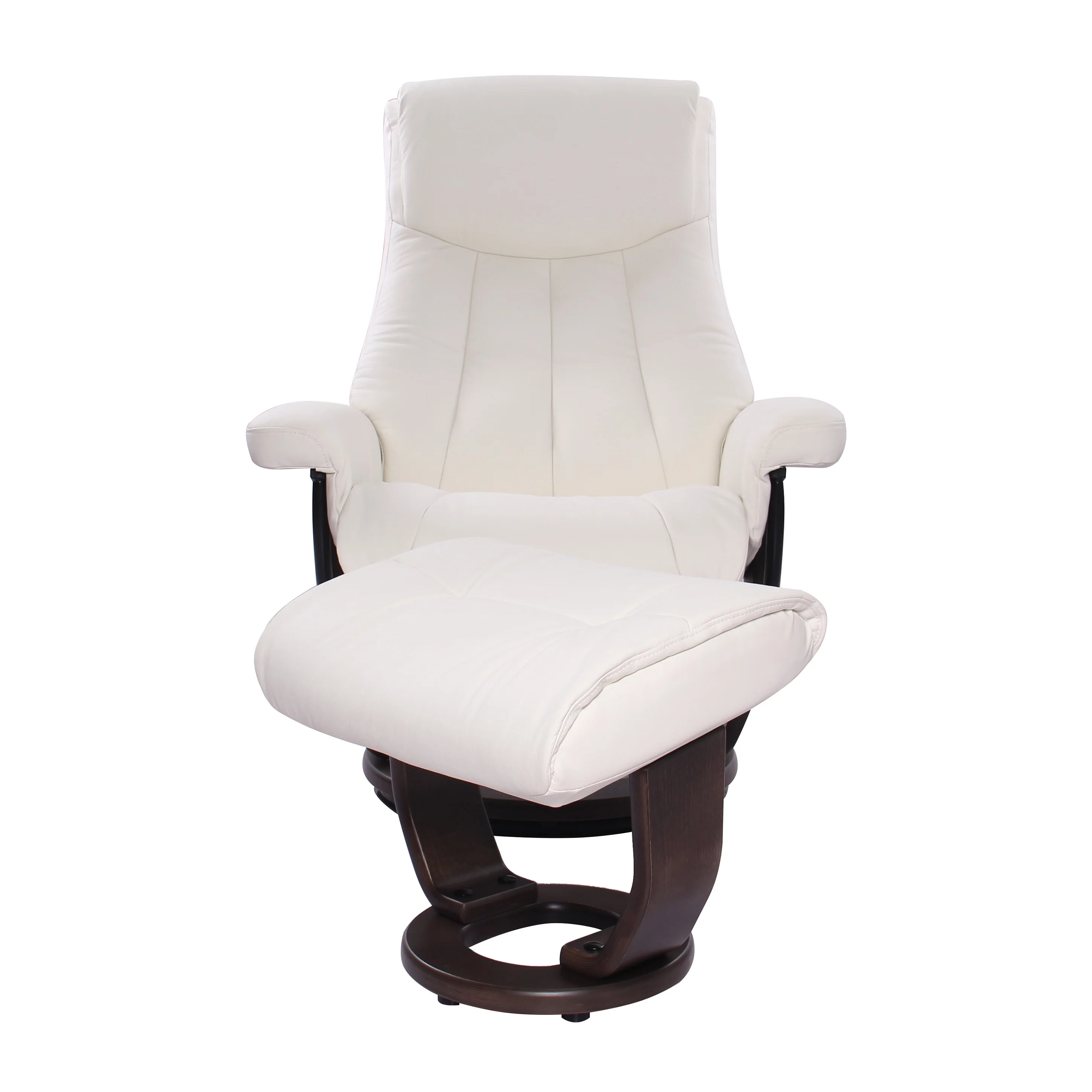 Leather Swivel Recliner with Matching Ottoman