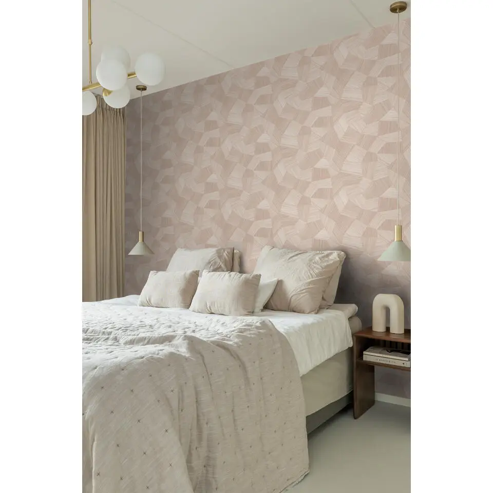 Origin Wallcoverings behang grafisch 3D motief zacht roze - 53 cm x 10.05 m