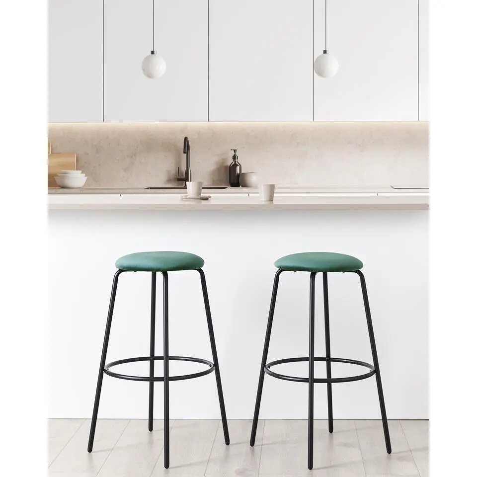 MORTON - Barkruk set van 2 - Smaragdgroen - Fluweel