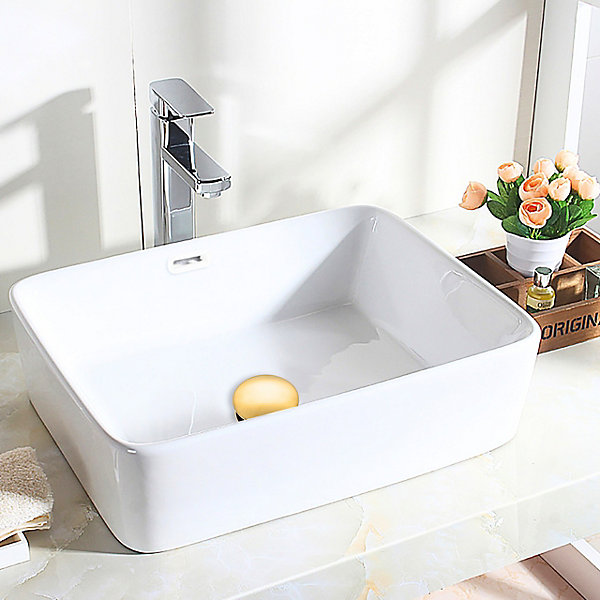 Balneo Anneau pour lavabo avec bouchon de trop-plein ovale blanc