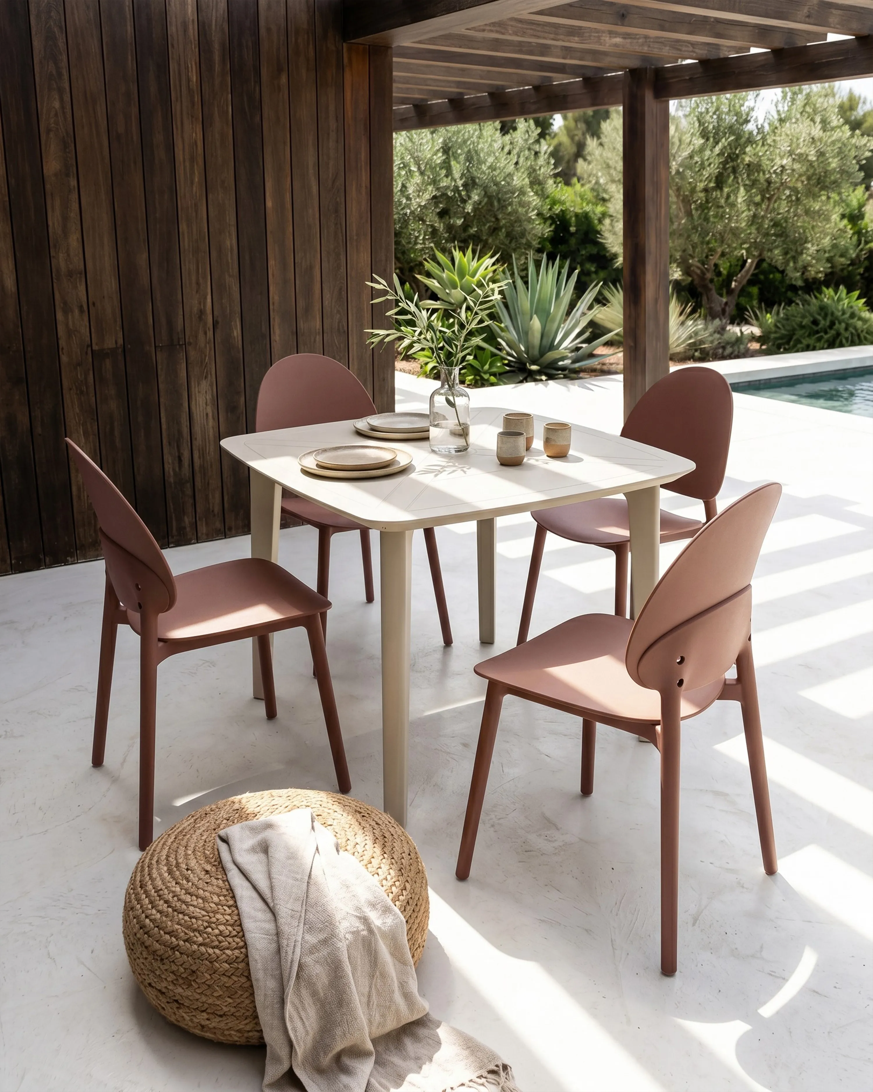 Set of 4 Garden Chairs CEARA Brown