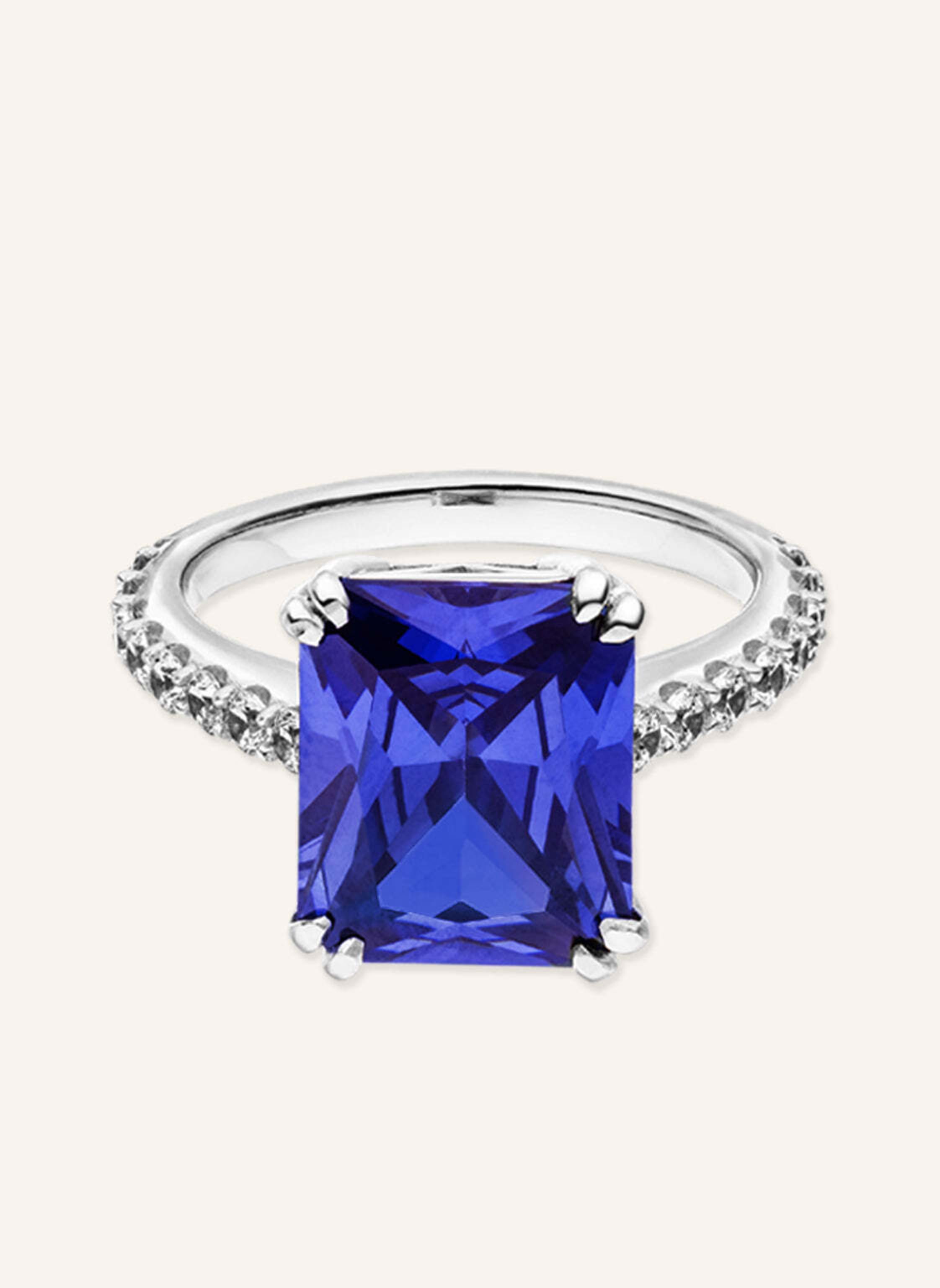 VEYNOU Ring NALU aus 14 Karat Weißgold und 5,0ct. Saphir und Lab-Grown Diamanten