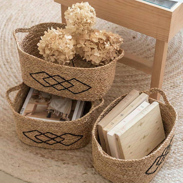 Panier rectangulaire en fibres naturelles 33x22cm