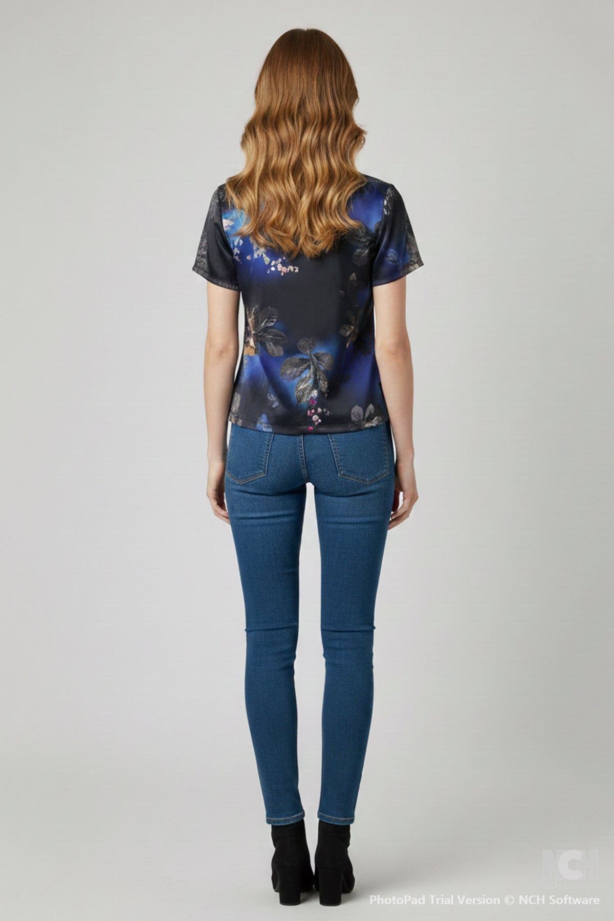 Cutie London Floral Print Short Sleeve Satin Top