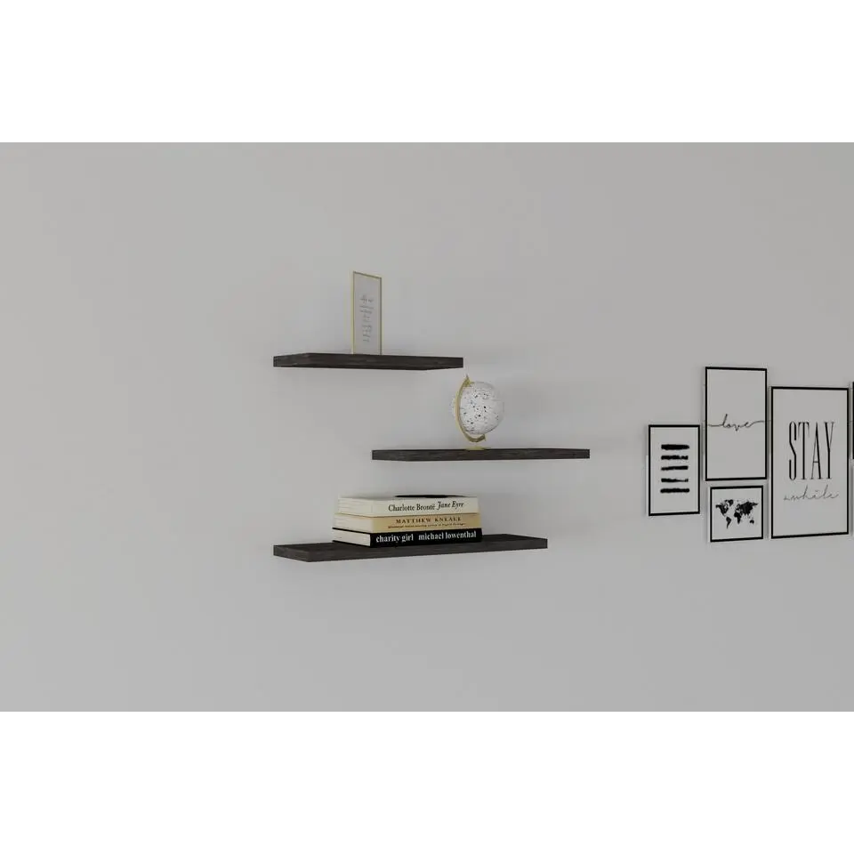 Leila Wandplank - 100% MELAMINE - Antraciet