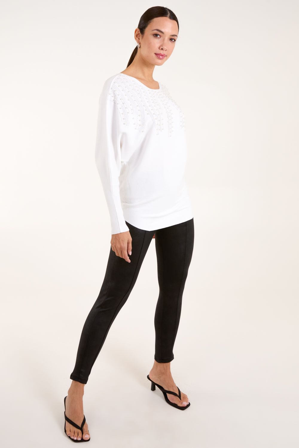Blue Vanilla Embellished Pearl Knitted Jumper