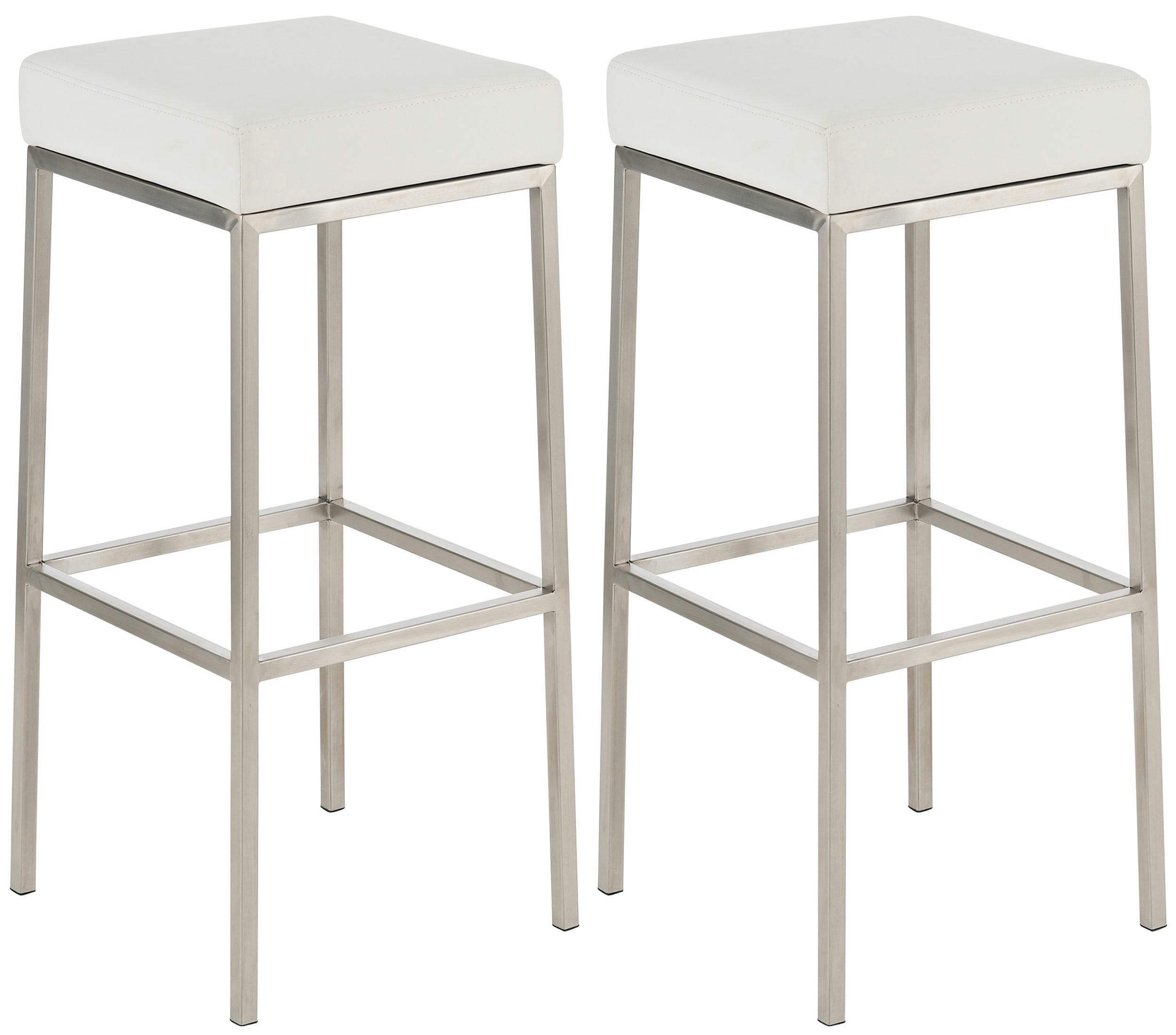 MONTREAL - Lot 2 tabourets de bar avec pieds en métal en similicuir Blanc