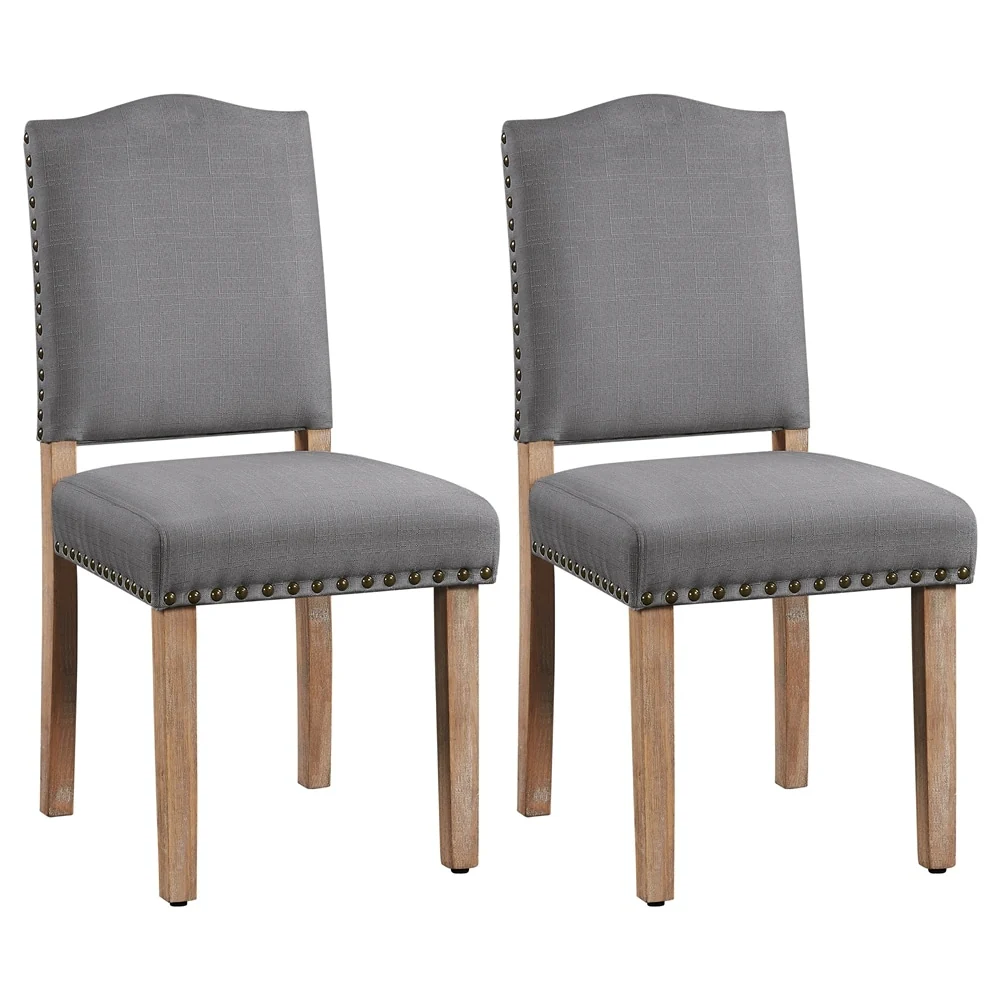 Yaheetech 2PCS Dining Chairs Upholstered Kitchen Chairs with Nailhead Trim - 18″ L × 22.5″ W × 36.5″ H