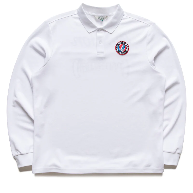 Malbon Golf x Grateful Dead Stealie L/S Polo - White