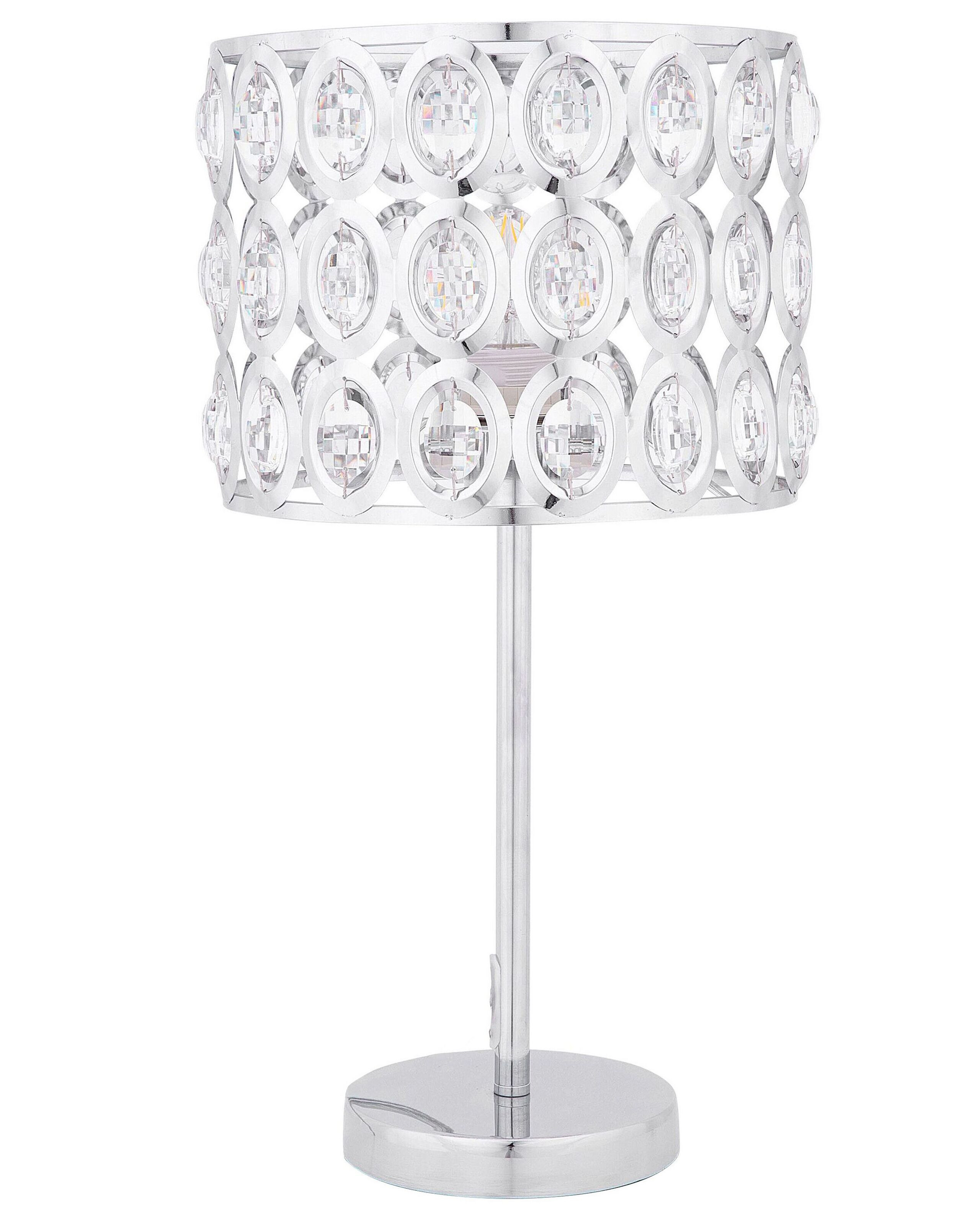 Lampa stołowa z kryształami srebrna