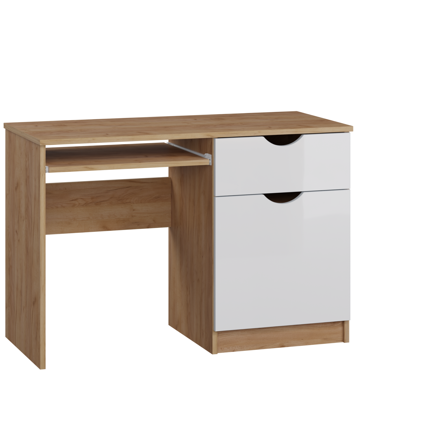 Biurko 1D/1S DĄB CRAFT ZŁOTY-BIAŁY POŁYSK uniwersalny styl