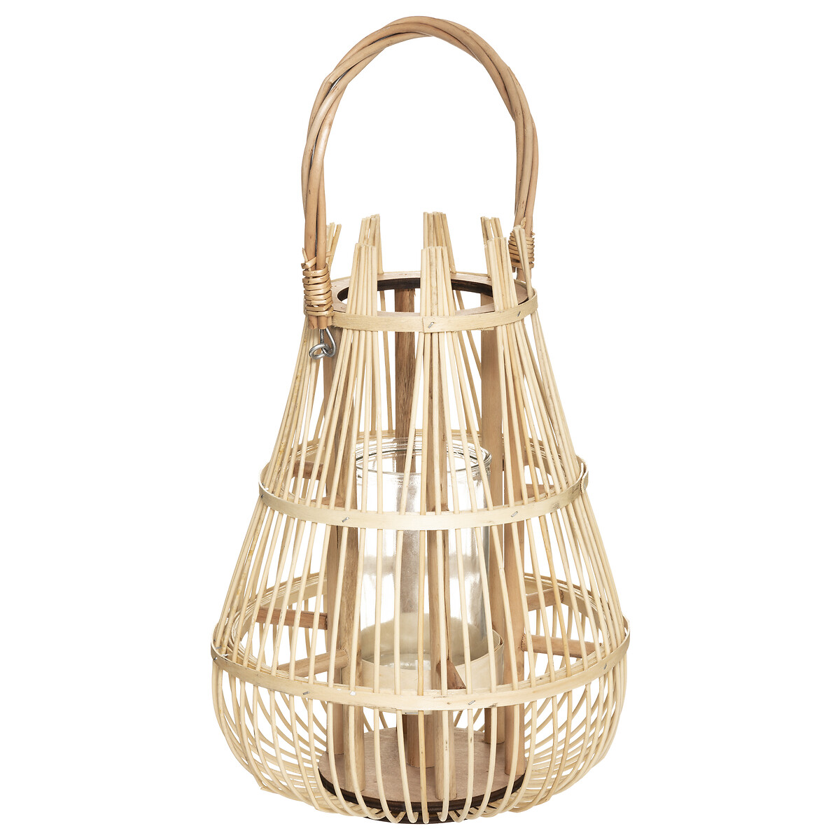 Lanterna decorativa bege em rattan