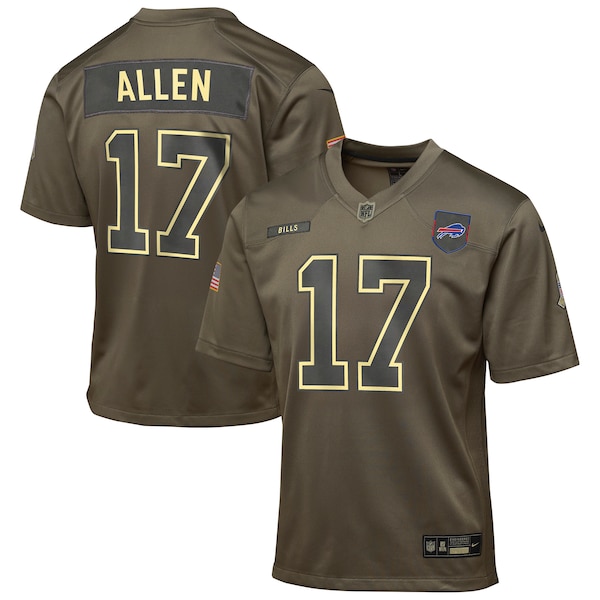 Josh Allen Buffalo Bills Nike Youth 2025 Salute to Service Game Jersey - Olive