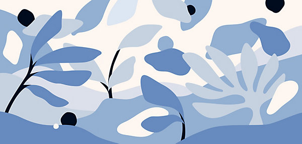 Papier peint panoramique Botanique, Bleu 300 x 250cm