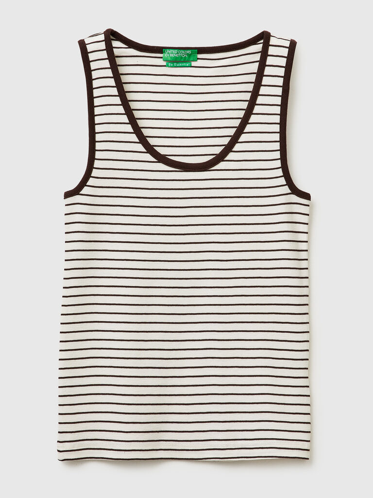 Striped tank top in pure cotton