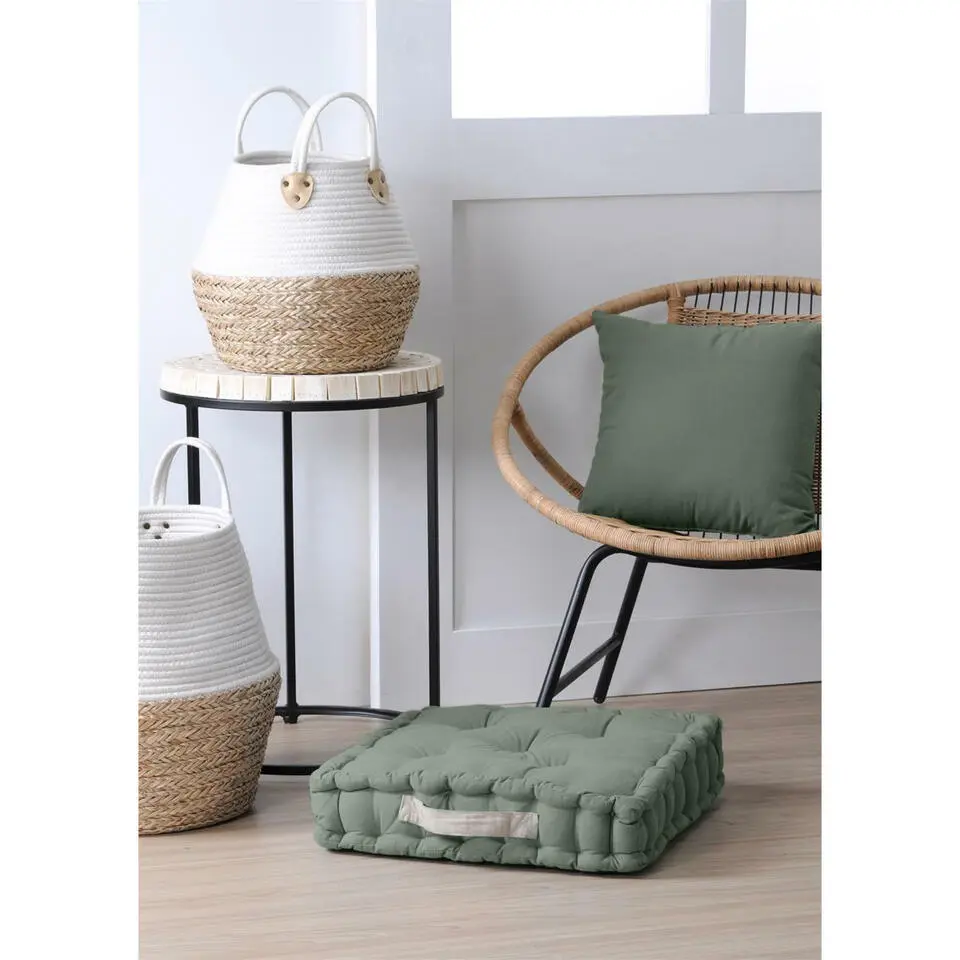 Stof Textile Vloerkussen DUO - olijfgroen - 45 x 45 x 10 cm