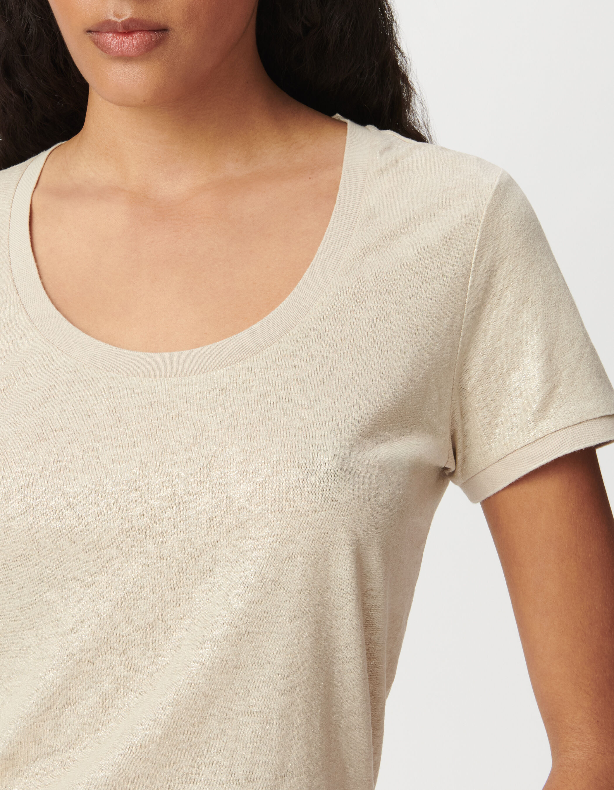Tee-shirt manches courtes beige irisé