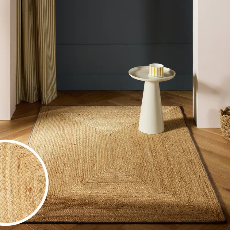 Habitat Braided Grey Border Jute Flatweave Rug - 120x170cm