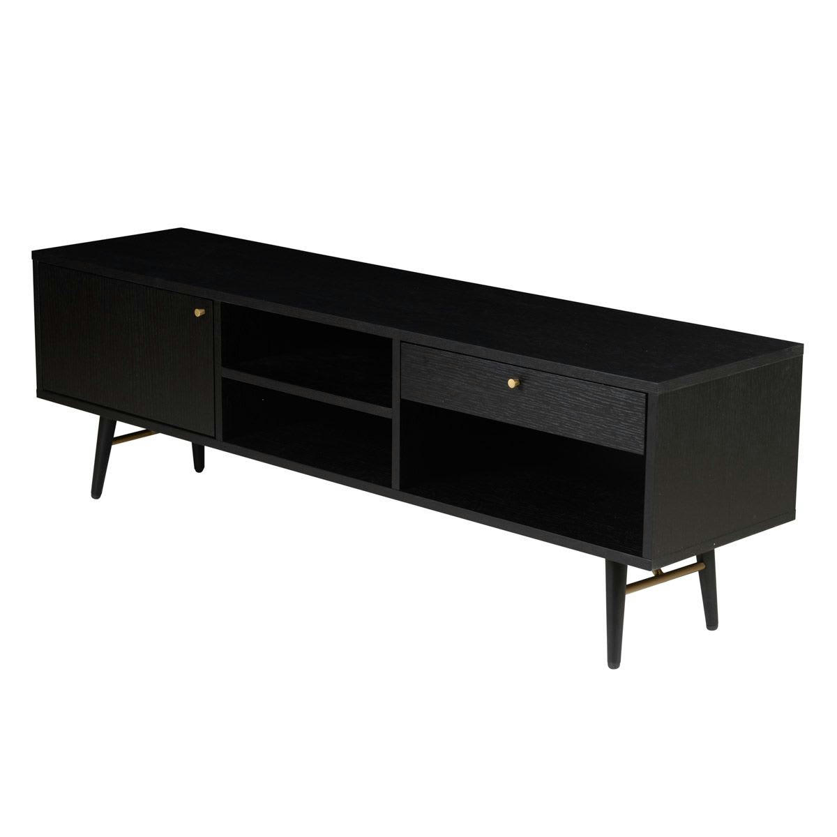 VERONA - Meuble TV 160 cm plaqué chêne noir