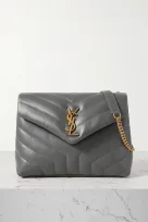 Saint Laurent YSL Loulou small quilted leather shoulder bag grey