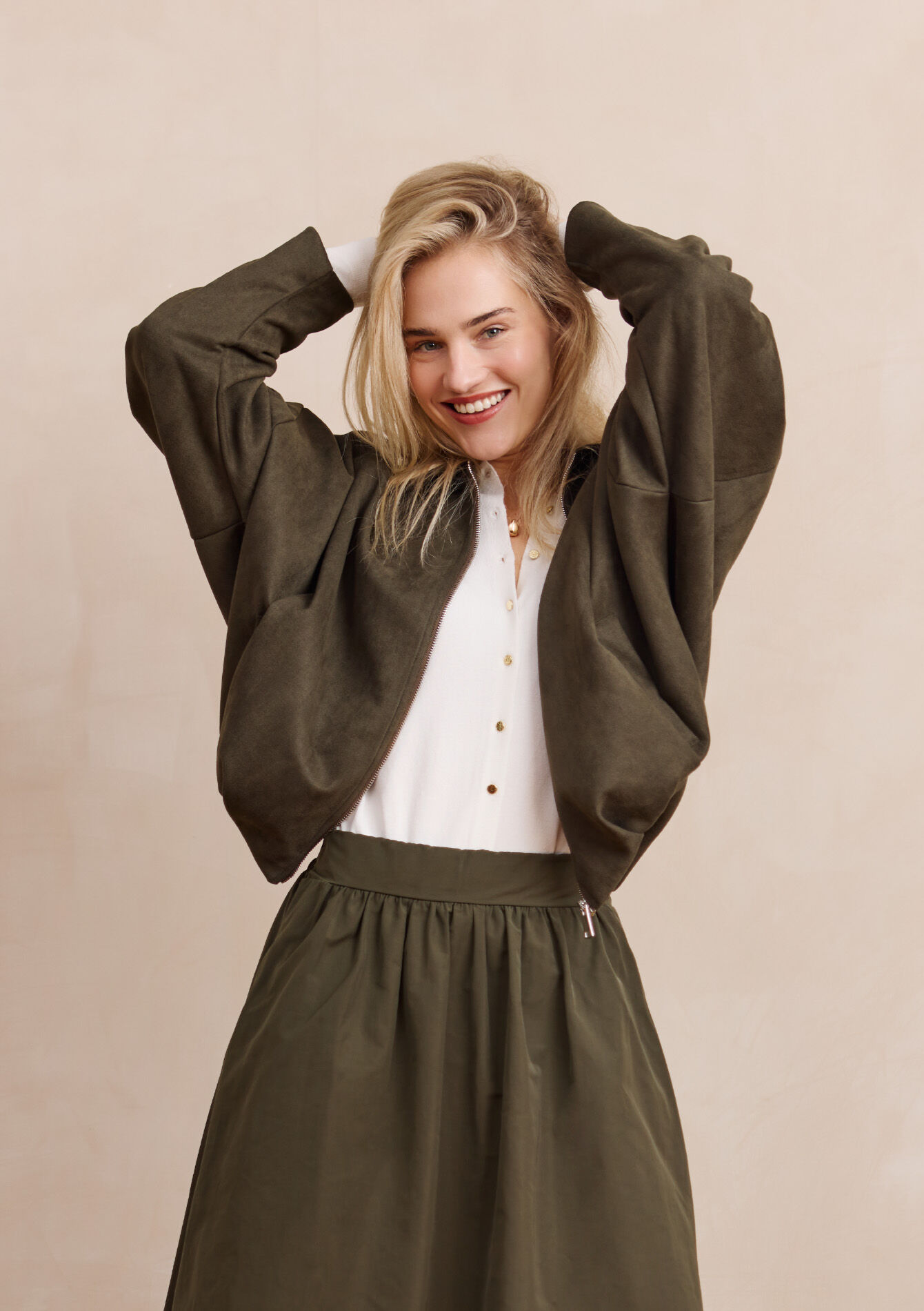 Oversized bomber met rits