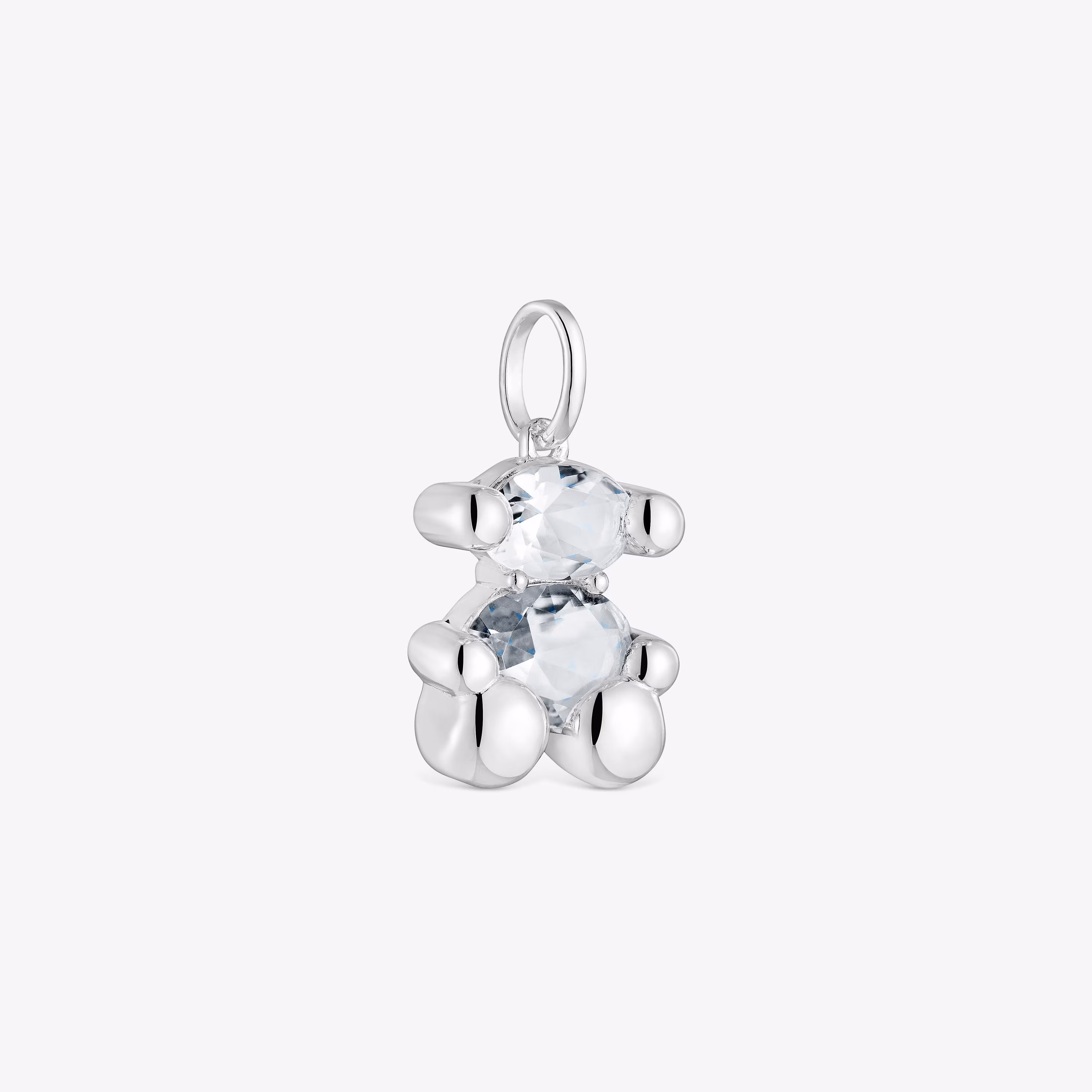 Colgante pequeño motivo oso de plata y cuarzo cristal de roca Color Bear