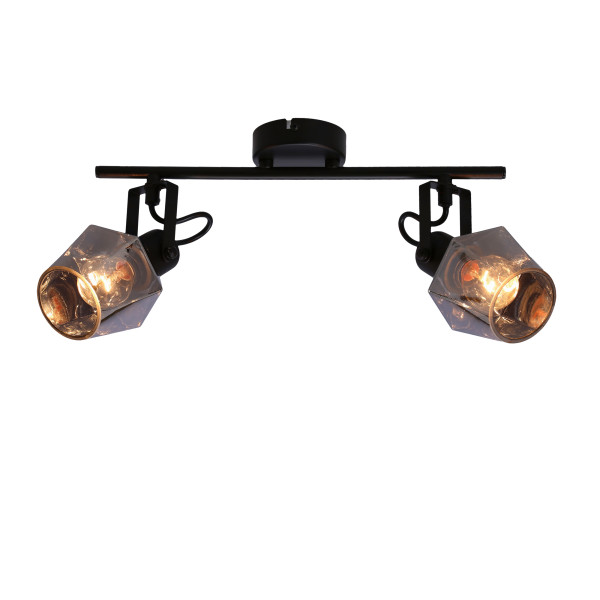 Lampa sufitowa czarna-dymiona RANDI 2xE14x15W wym: 22x44x9 cm Candellux