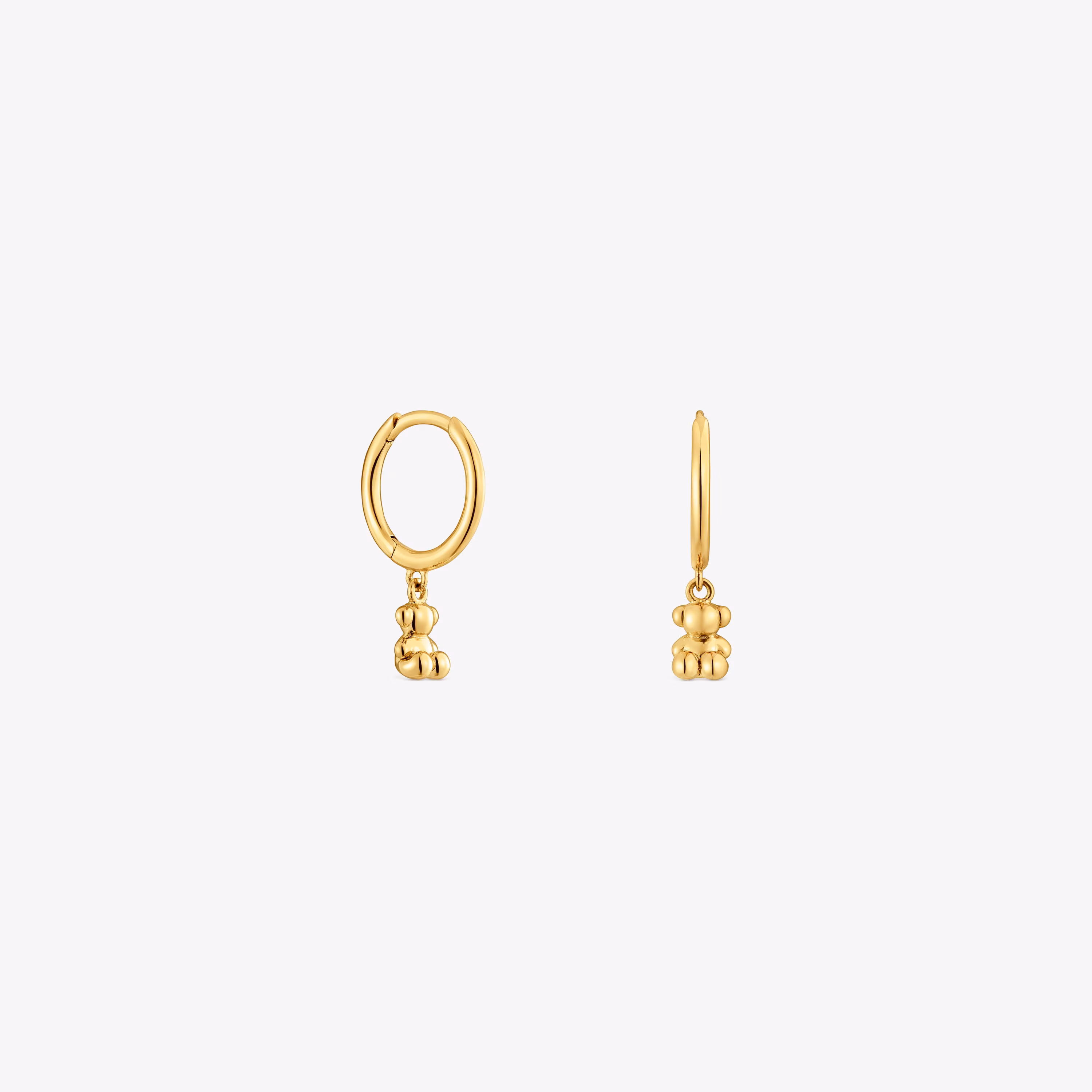 Pendientes aro de oro y detalle oso Bold Bear