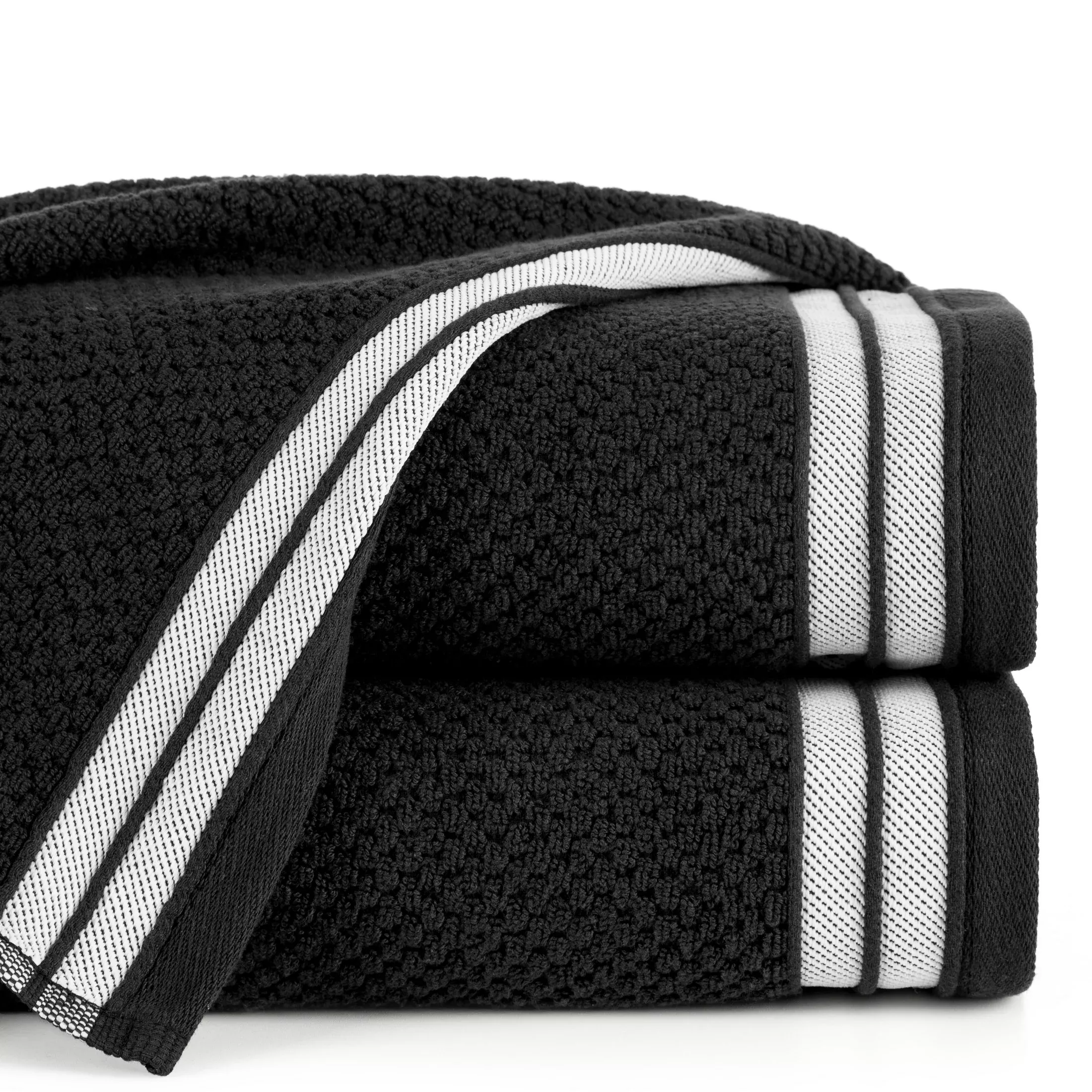 Ręcznik do rąk 50x90 cm bawełniany kolor czarny w pasy 500 g/m2 MADLEN