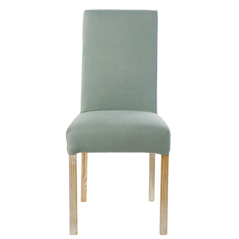 MARGAUX - Housse de chaise en lin lavé vert jade, compatible chaise MARGAUX