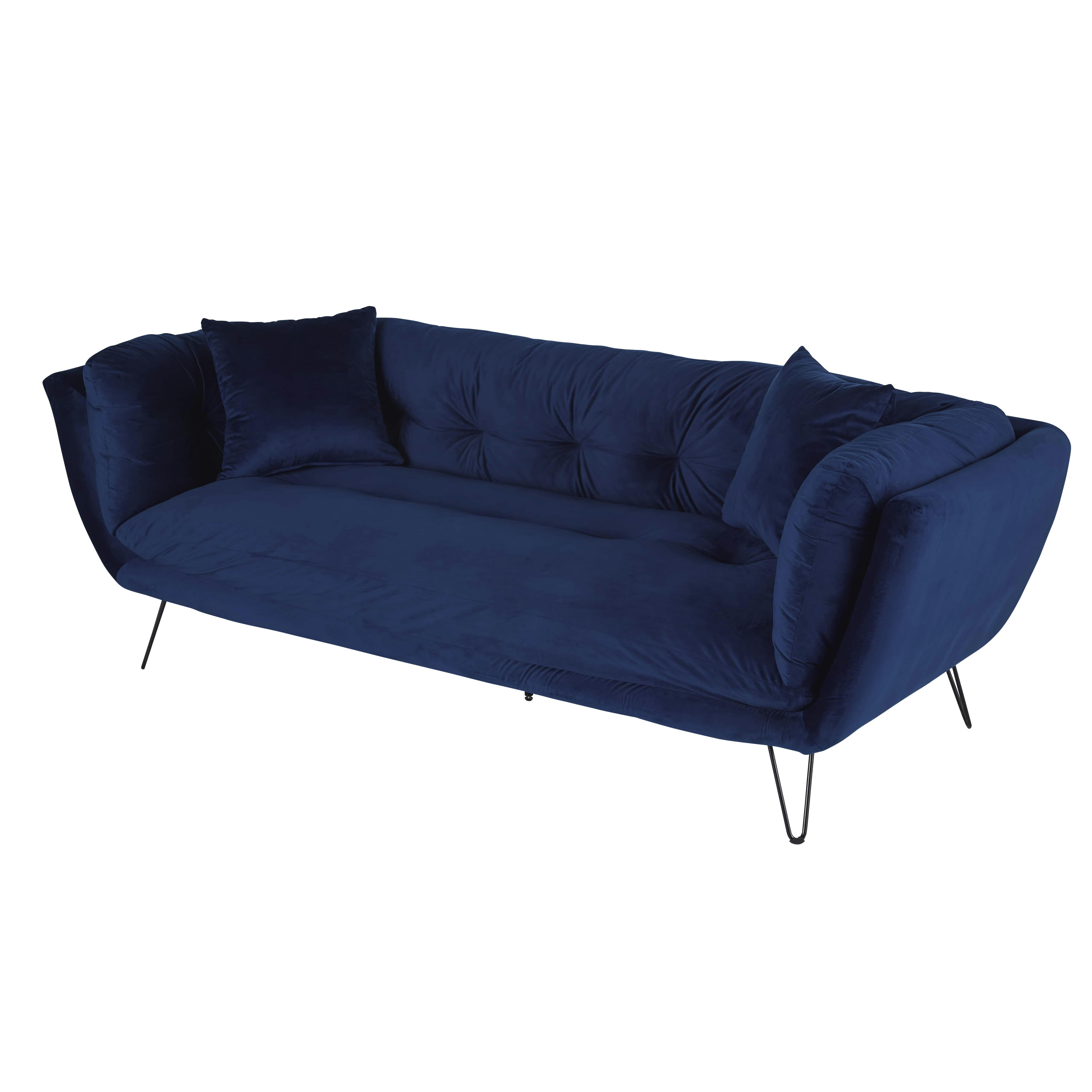 Dot - Canapé 3 places en velours bleu nuit